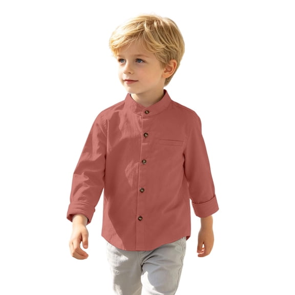 Bainana Girls And Boy'S Long Sleeve Shirts Solid Color Classic Button Tops Little Kids Back To School Shirts