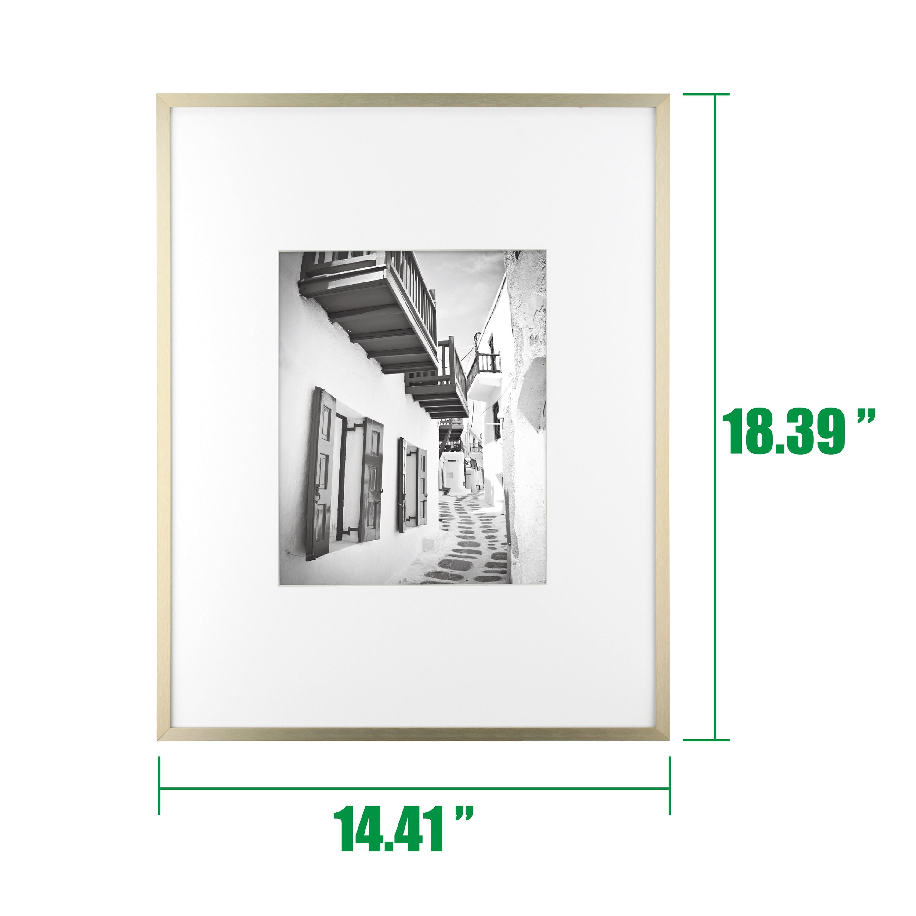 Better Homes & Gardens 14x18 Matted to 8x10 Metal Gallery Wall Picture Frame, Gold, Non Glare