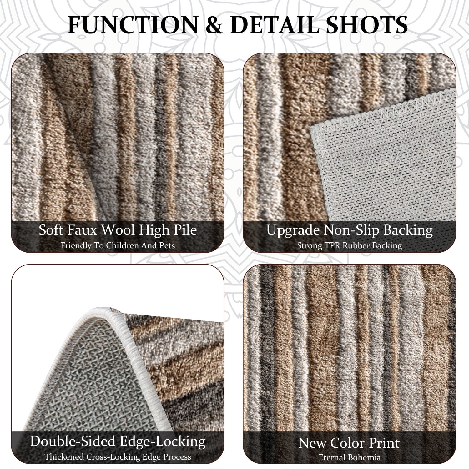 3 Piece Kitchen Rug Set, Non-Slip And Washable, Abstract Pattern Kitchen Hallway Rug, Soft And Comfortable, Suitable For Sinks, Floors, Entrances, Hallways and Bathrooms
