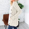 thumbnail image 2 of Women's Open Front Cardigan Sweater Casual Button Down Cable Knit Sweater Coat, 2 of 3