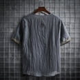 thumbnail image 3 of Mens Plus Size Cotton Linen Shirt Henley Short Sleeve Workout Top Loose Fit Solid Breathable Relaxed T-Shirts, 3 of 3