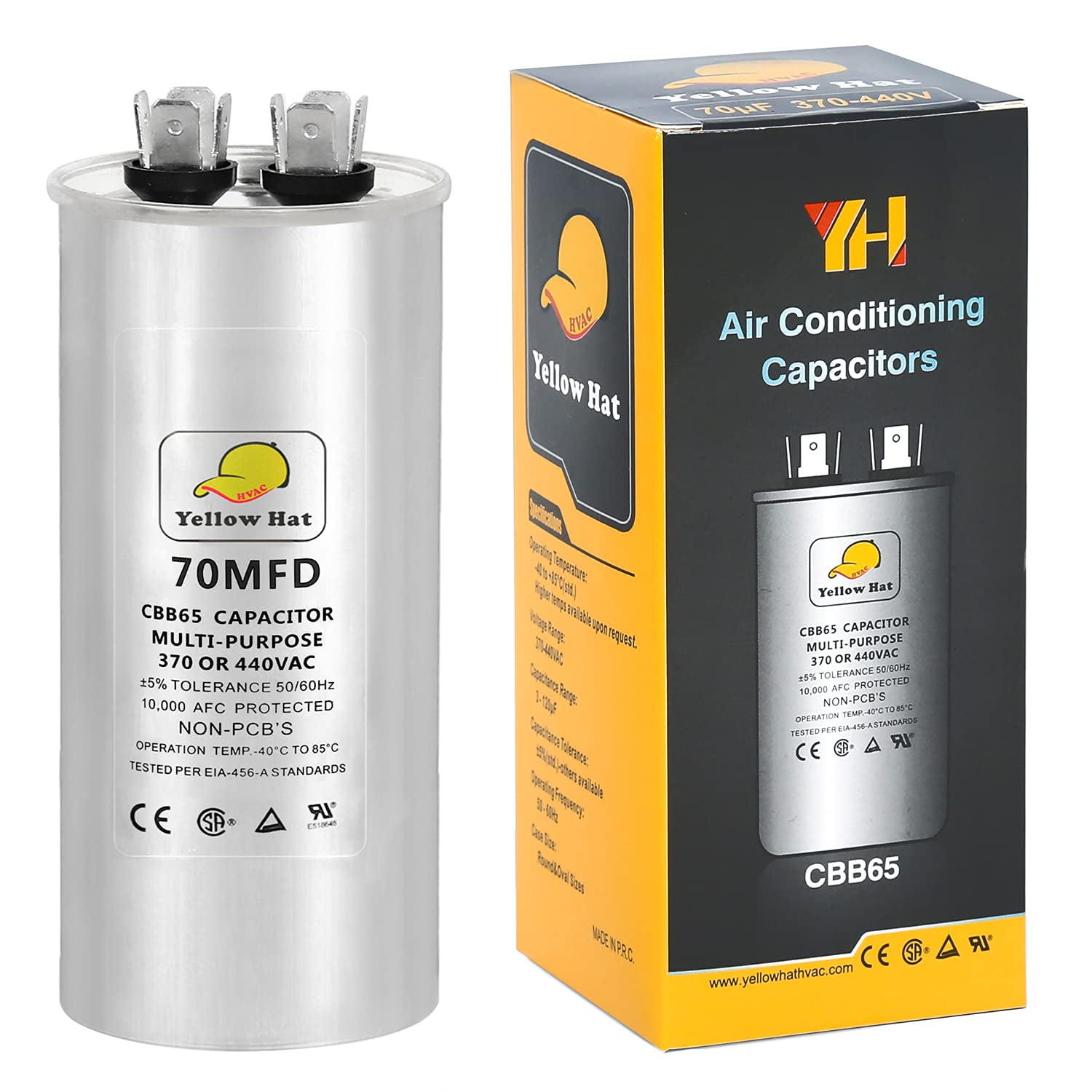 Capacitor for Air Conditioner 70 UF MFD 370 or 440 Volt VAC, Multi