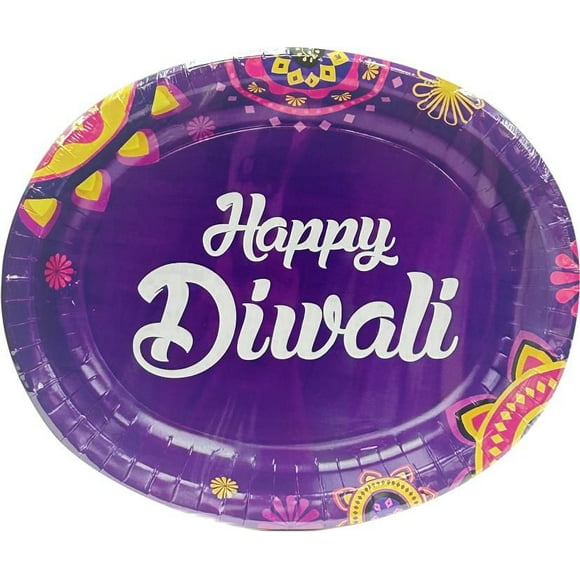 Assiette en carton Diwali, 10" x 12", 8ct