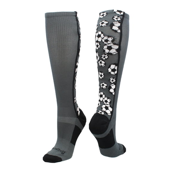 Crazy Soccer Socks with Soccer Balls over the calf (Graphite/Black, Medium)