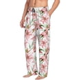 thumbnail image 2 of Uemuo Lilies Flowers Pattern Men's Wide Leg Palazzo Lounge Pants with Pockets Light Weight Loose Comfy Casual Pajama Pants-Small, 2 of 9