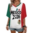 thumbnail image 3 of Soccer Cup 2026 Jersey MEXICO Soccer for Women with Colombia Flag Color Block and V Neck Short Sleeves Featuring Breathable Fabric for Tailgating Events Beach Outings Summer Festivals Sky Blue XXL, 3 of 6