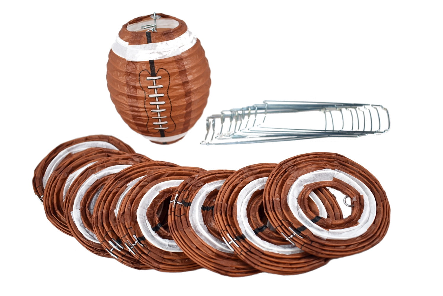Quasimoon 4' Football Shaped Sport Paper Lanterns, Even Ribbing, Hanging (10-PACK) Decoration