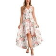 thumbnail image 2 of INSPIRE CHIC Maxi Dress for Women's Casual V Neck Floral Print Belt Sleeveless Long Dresses XL White, 2 of 6