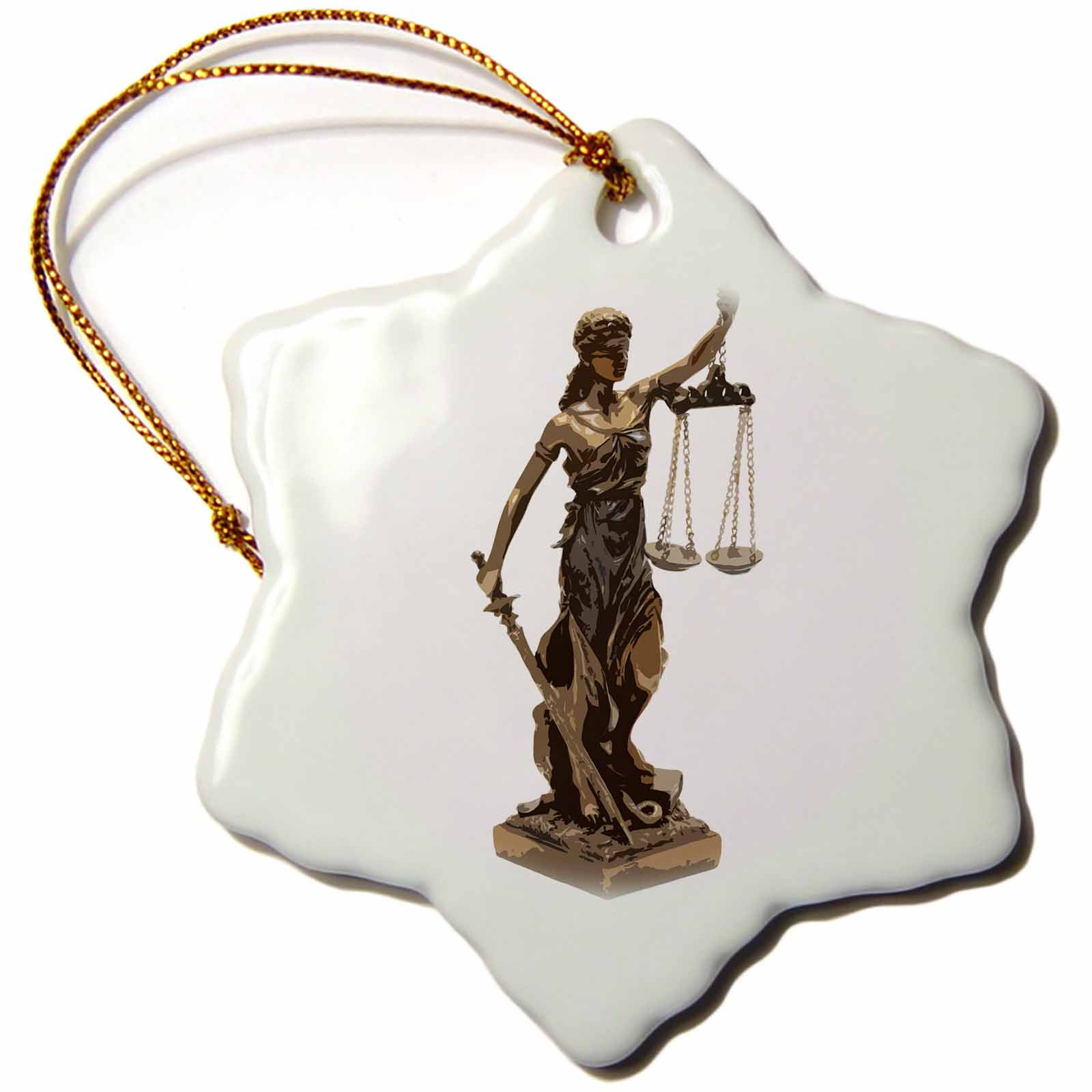 3dRose Attorney at Law Scales of Justice Snowflake Ornament, 3inch