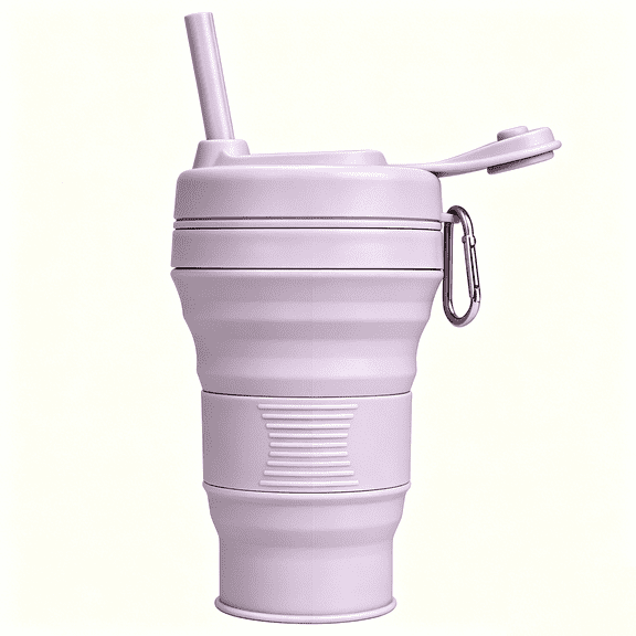 Silicone Coffee Cup with Straw lid Collapsible Cups for Traveling 20oz Lightweight Folding Water Mug for Picnic Hicking Camping Climbing
