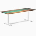thumbnail image 1 of Desky Dual Resin Hardwood Sit Stand Desk - Natural Walnut Emerald River / 80 x 30 inches / White, 1 of 10