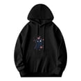 thumbnail image 3 of Women's Long Sleeve Hoodie Pullover with Cartoon Bear & Spider Design Front Pocket Drawstrings Fun Stars & Bubbles Pattern, 3 of 7