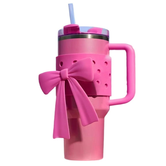 Opvise Customizable Silicone Cup Boots for 40oz Tumblers with Elegant Bow Design - Reusable Protector Sleeves, Scratch-Resistant, Eco-Friendly Fit for Ice Cups