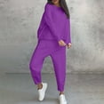 thumbnail image 6 of 2 Piece Outfits For Women Sweatshirts Sets Casual Solid Color Crew Neck Irregular Hoodie Long Sleeved Fall Purple Jogger Sweat Pants Set ( 4XL ), 6 of 8