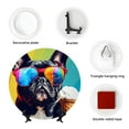 thumbnail image 4 of Daiia Rainbow Bulldog Sunglasses Printed Pattern Ceramic Plate Dinner Plates Bone China Decorative Plates with Display Stand Art Ceramic Ornaments for Wall Hanging Decoration-8in, 4 of 6