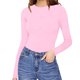 thumbnail image 2 of Gibobby camiseta sin mangas Body de manga larga con cuello Rojoondo para mujer, camisa sexy con fondo, mono, pijama (Rosa, M), 2 of 4