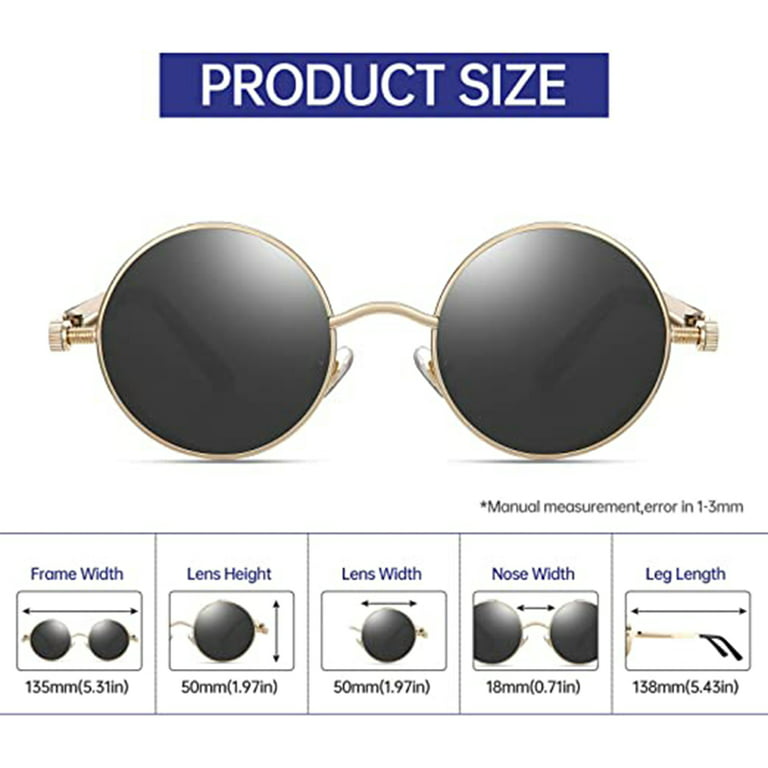 1 pcs Polarized Sunglasses For Men, Uv Protection, Round Gothic Shades  Style Women, Metal Circle FrameC