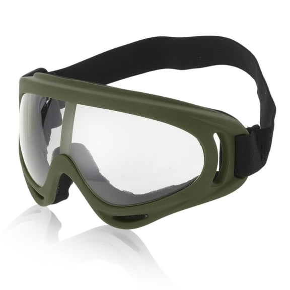 Unique Bargains 1 Pc Motorcycle Riding Goggles PC PU Outdoor Sports Sunglasses for Motocross Dirt Bike ATV Clear Lens Army Green Frame