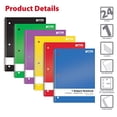 thumbnail image 3 of Cuadernos 1 materia, paq. 24, rayado uni, 70 hojas, 8 x 10.5 pulg., Better Office Products, 6 colores primarios, paq. 24, 3 of 3