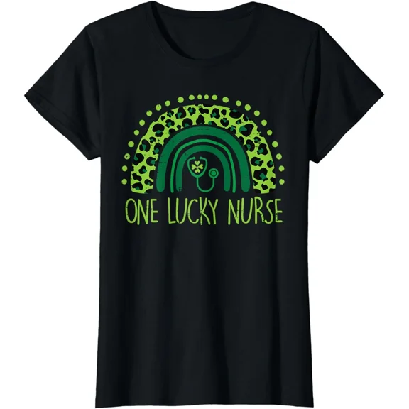One Lucky Nurse Scrub St Patricks Day Nurses Gift Ladies' Crewneck T-Shirt