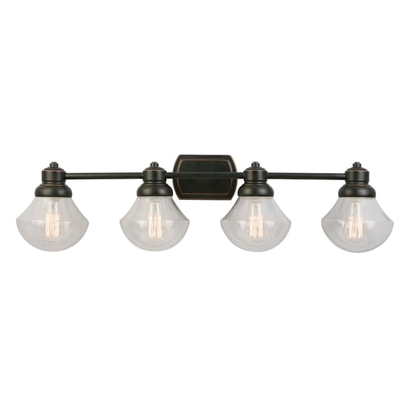 Design House 578294 Sawyer Traditional 4-Light Indoor Bathroom Vanity Light Dimmable Clear Seedy Glass for Over the Mirror, Oil Rubbed Bronze
