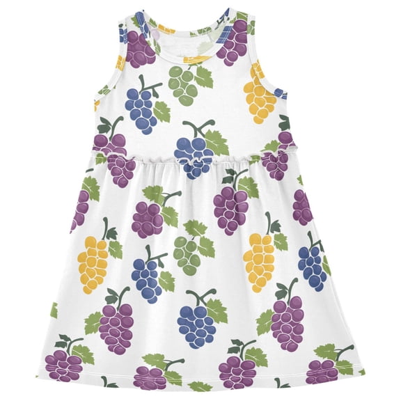 joogoo Girls Sleeveless Dress Grapes Pattern Stylish Dresses 4T