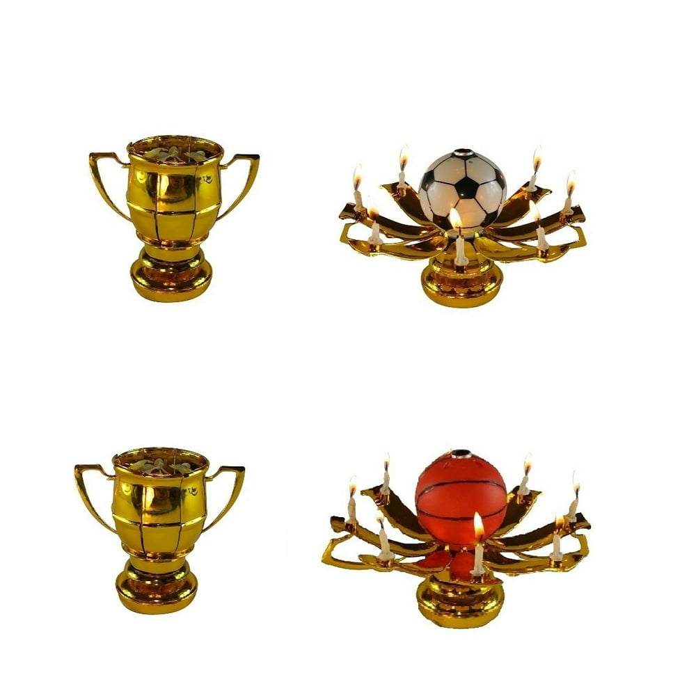 2 Pack Sport Ball Trophy Birthday Exciting Candle 1 Soccer and 1