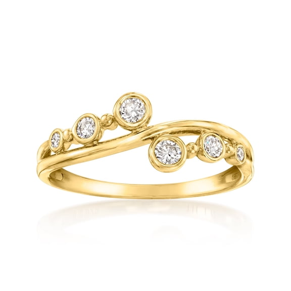 Ross-Simons 0.25 ct. t.w. Lab-Grown Diamond Asymmetrical Wave Ring in 18kt Gold Over Sterling, Women's, Adult