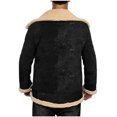 thumbnail image 3 of LpwkSSA Men's Wool Coats Solid Color Outerwear Winter Casual Patchwork Turndown Collar Zipper Long Sleeve Windproof Fleece Coat Black M, 3 of 6