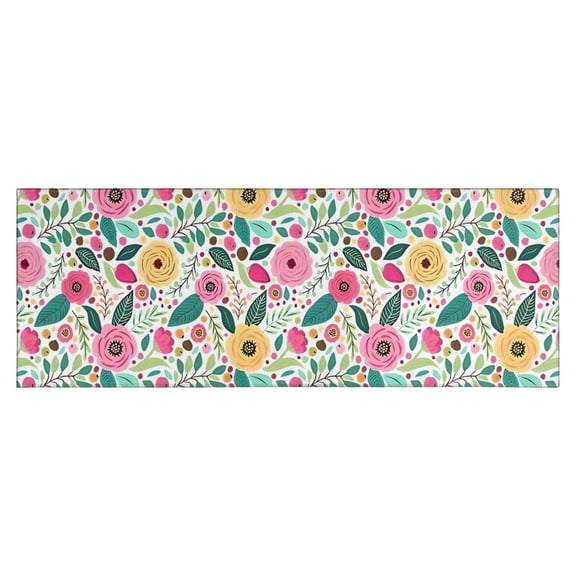 Pioneer Flower Floral Print Pattern Kitchen Rug Mat,Kitchen Runner Rugs Non Skid Washable,Decorative Kitchen Floor Mats for Kitchen,Sink,Laundry,17"X47"
