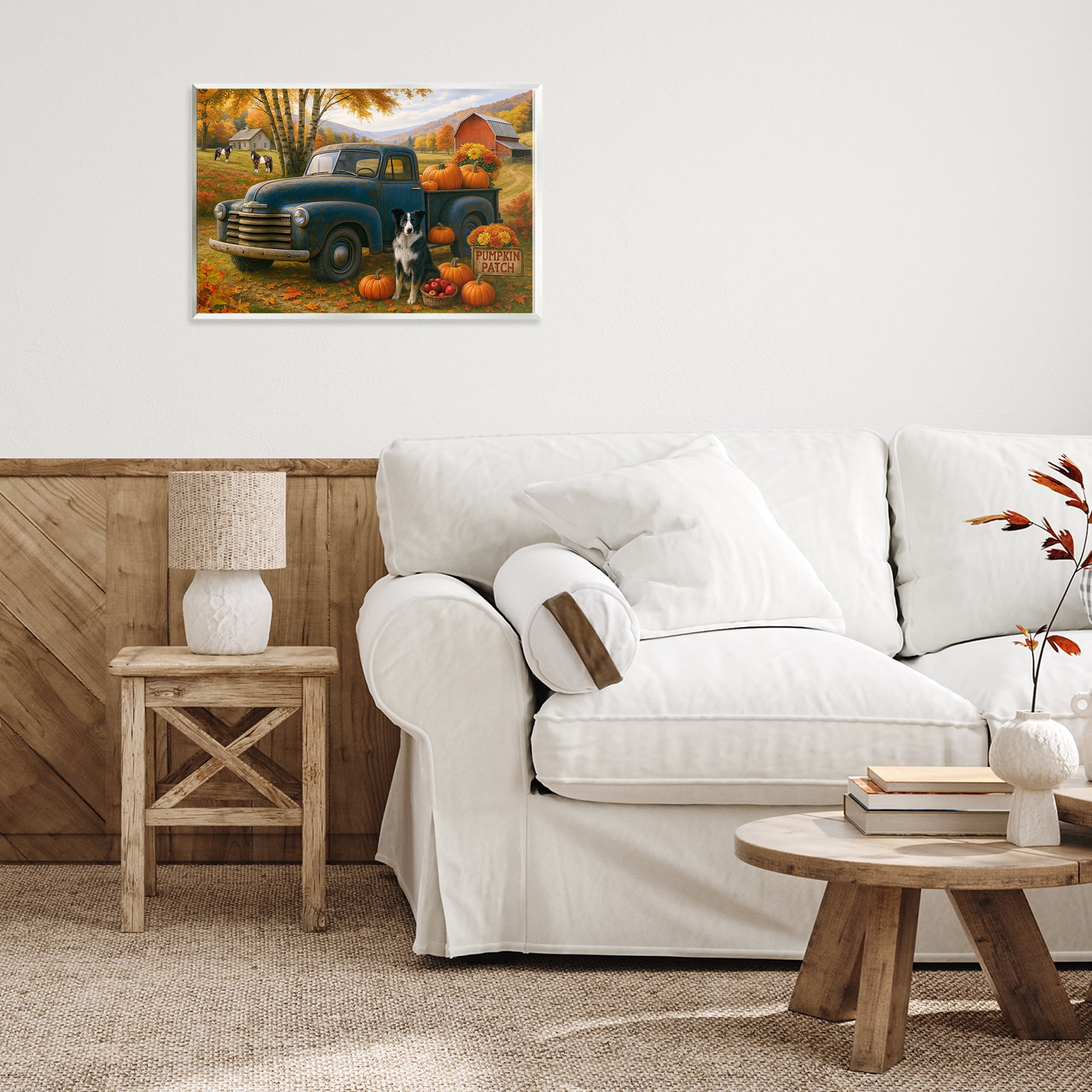 Autumnal Farmland Collie Dog Wall Plaque Art, design by Tom Crehan