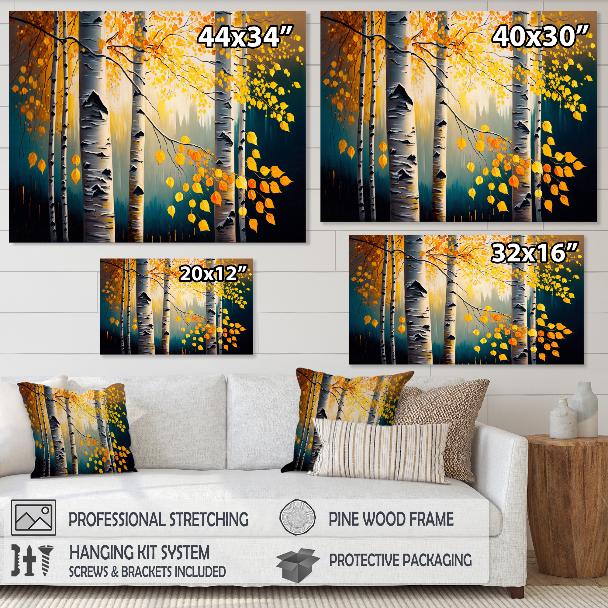 Designart Into A Golden Birch Forest V Canvas Wall Art