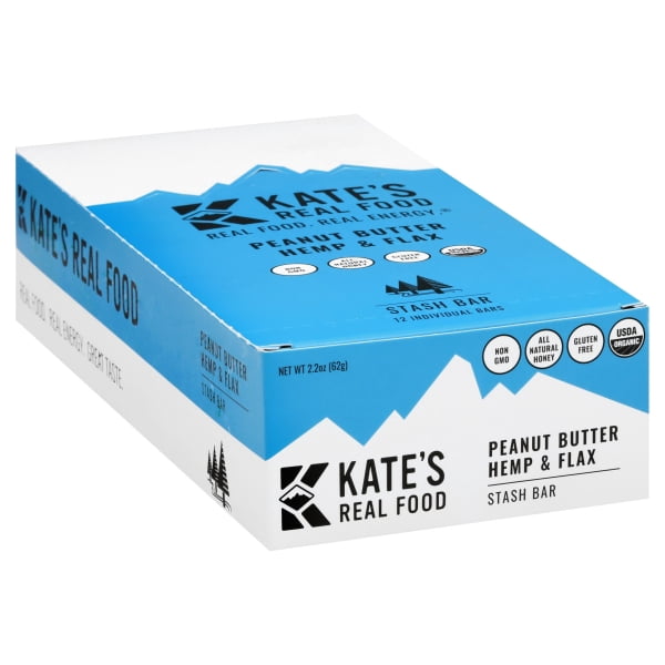 (12 Pack)Kate's Real Food Peanut Butter Hemp and Flax Stash Bar, 2.2 OZ