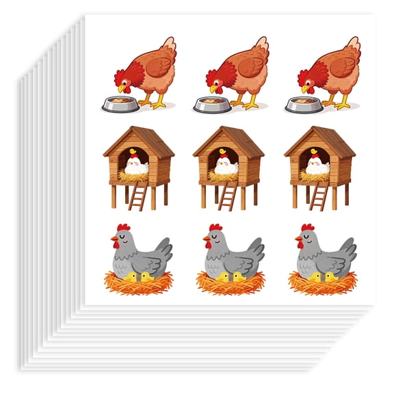 180Pcs Chicken Stickers Self-Adhesive Paper Decorative Stickers Waterproof Poultry Planner Decals for Calendar Journals Crafting Party Gift Bag Decor