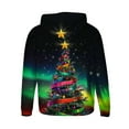 thumbnail image 5 of Sudadera con capucha para hombre, estilo casual, con cuello redondo, estampado de árbol de Navidad, manga larga, blusa de poliéster, 5 of 5