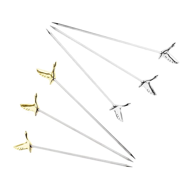 Palillos de acero inoxidable Yotijar 6 piezas cóctel plata 11,5 cm