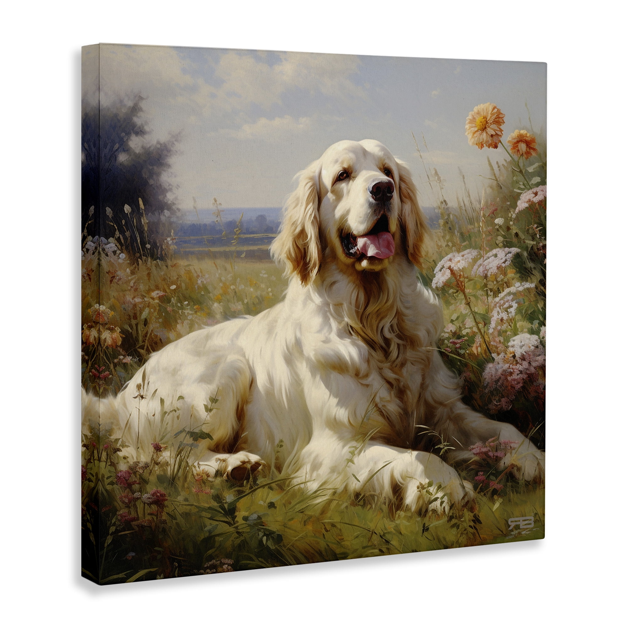 Stupell Industries Calm Golden Retriever Landscape Animals & Insects Painting Gallery Wrapped Canvas Art Print Wall Art, 30 x 30