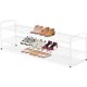 thumbnail image 2 of Zapatero largo de 2 niveles para clóset, organizador de almacenamiento de zapatos apilable de metal ancho para entrada, recámara, piso, 18 pares de estantes bajos para tenis, color blanco, 2 of 27