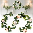 thumbnail image 2 of Lifelike Peony Peony Rose Artificial Garland Realistic Greenery Vine With Mixed Plant Wreath For Home Wall Wedding Decor & Bendable Indoor Outdoor Hanging Decoration, 2 of 6