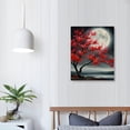 thumbnail image 3 of Nawypu  3 Pieces Black and Red Canvas Wall Art Full Moon Red Flower Tree Painting Nature Landscape Artwork Picture Print on Canvas For Bedroom Living Room Ready to Hang, 3 of 4