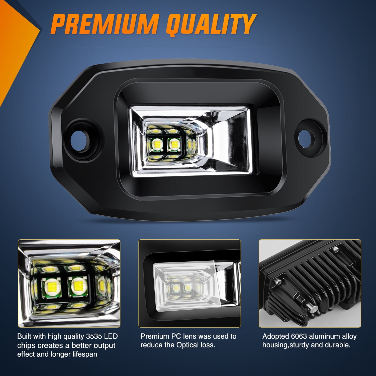 Nilight 2PCS 20W Flush Mount LED Pods Flood Beam LED Work Light Offroad Fog Reverse Light Backup Lights Driving Lights for Bumper Truck ATV UTV SUV Boat
