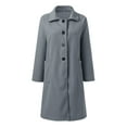 thumbnail image 5 of Women's Long Sleeve Button Down Wool Blends Thin Jacket Coat Slim Fit Warm Solid Long Overcoat With Pockets winter clothing for women, 5 of 6