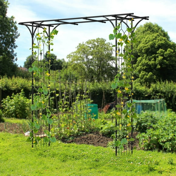 Costway 81" Metal Garden Arbor Garden Arch Trellis Wedding Arch Decoration Black