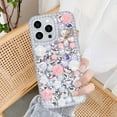 thumbnail image 4 of for iPhone 13 Pro Max Bling Case with Strap, Luxury Glitter Rhinestone Diamond Crystal Sparkle Rose Flower Pearl Floral Bracelets Soft Bumper Protective Case Cover for Women Girls White Pink, 4 of 16