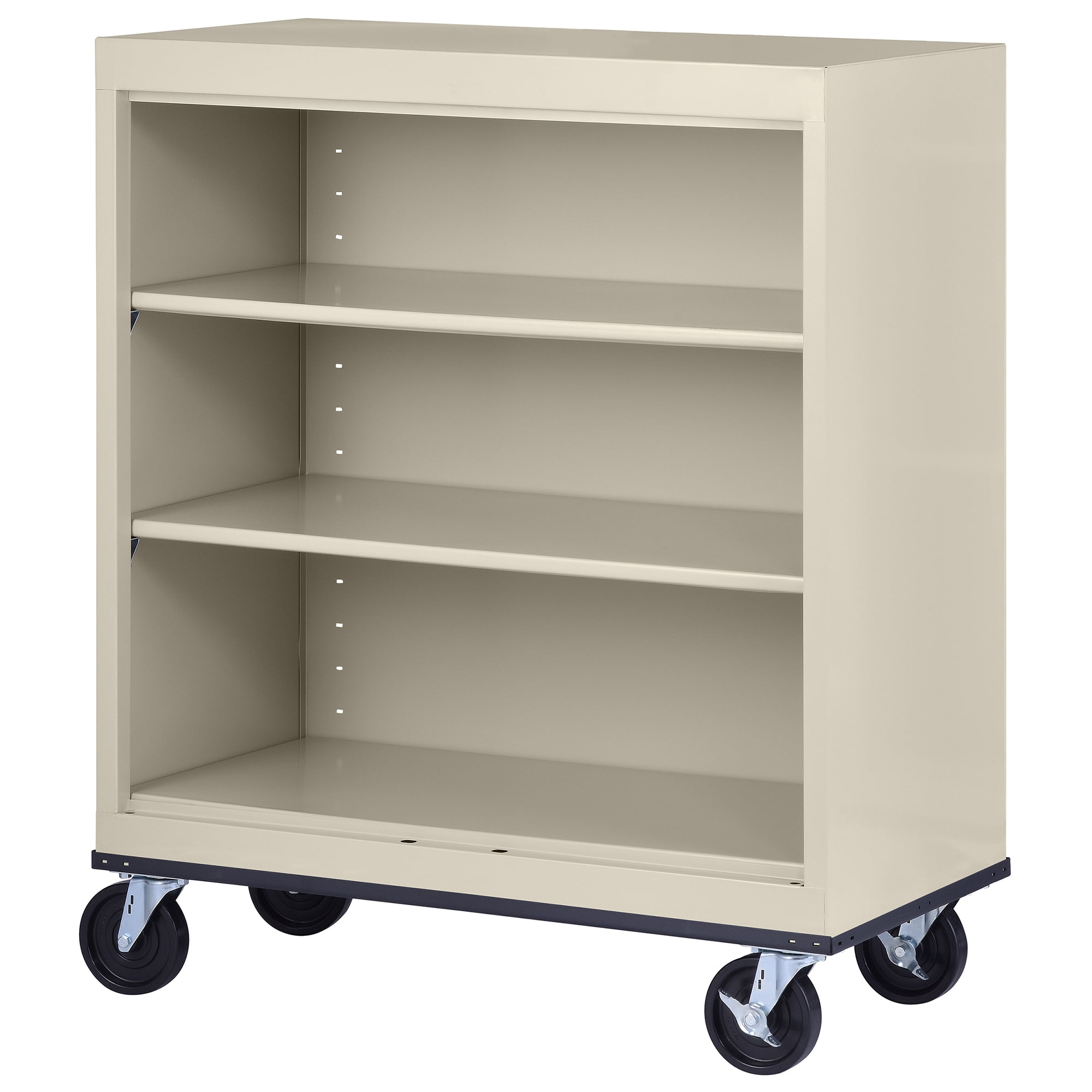 Sandusky Metal 3-Shelf Cart Bookcase with Adjustable Shelves in Putty (42 in.)