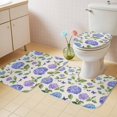 thumbnail image 4 of Purple Hydrangeas Bathroom Rugs Set Floral Leaf Retro Linen Texture Country Non Slip Absorbent Soft Bath Mats 3 Piece Set with Bathroom Rug, U-Shaped Floor Mat, Toilet Seat Cover Small Size, 4 of 9