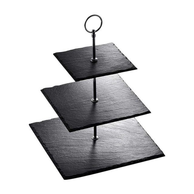 Bandeja para servir de 3 niveles, soporte para postres de 3 niveles, soporte para pasteles, servidor de buffet, 3 niveles Cuadrado S