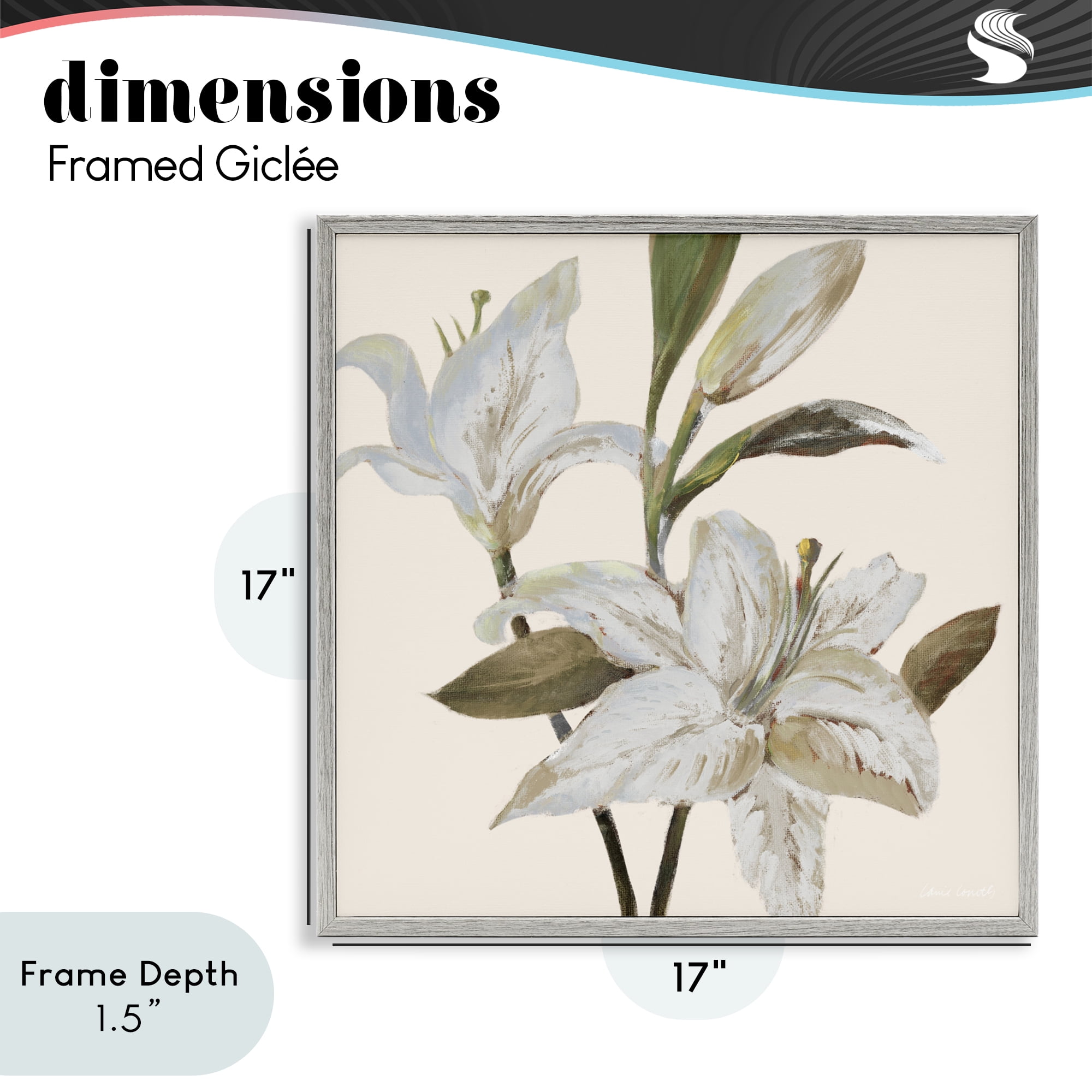 Stupell Industries Lilies Soft Beige Gray Framed Giclee Art, design by Lanie Loreth