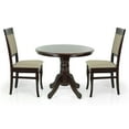 thumbnail image 2 of Wooden 3 Piece Dining Table Set, 2 Classic Style Solid Wood Ronda Upholstered Chairs w Rolf Round Dining Table, Kitchen Set for two, Living Room Set, Espresso Color, 2 of 7
