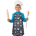 thumbnail image 2 of Dark Blue Princess Castle Pattern Kids Aprons for Girls and Boys,Adjustable Neck Strap Toddler Aprons for Kids Cooking Baking, 2 of 7